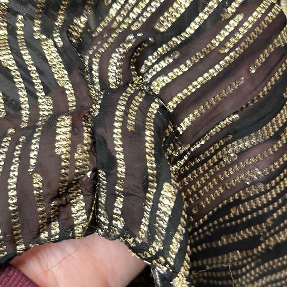 Ba&sh Nixon Metallic Silk Blend Empire Gown size small Black gold- Repaired - Picture 8 of 16